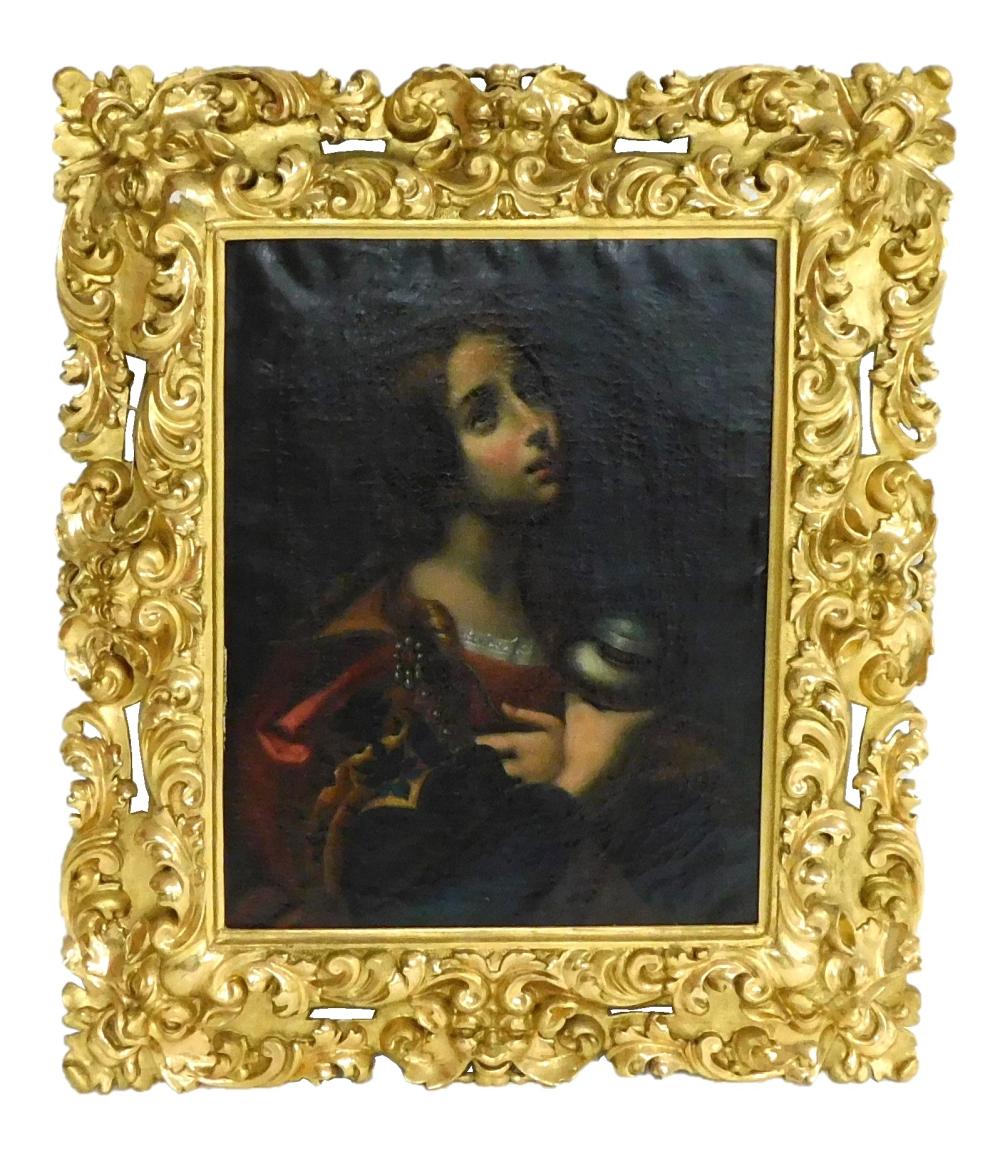 Appraisal: Penitent Mary Magdalene artist unknown oil on canvas circa -