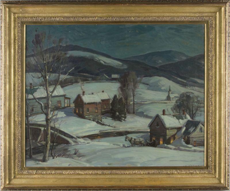 Appraisal: Aldro T Hibbard MA VT - Moonlit Snow oil on