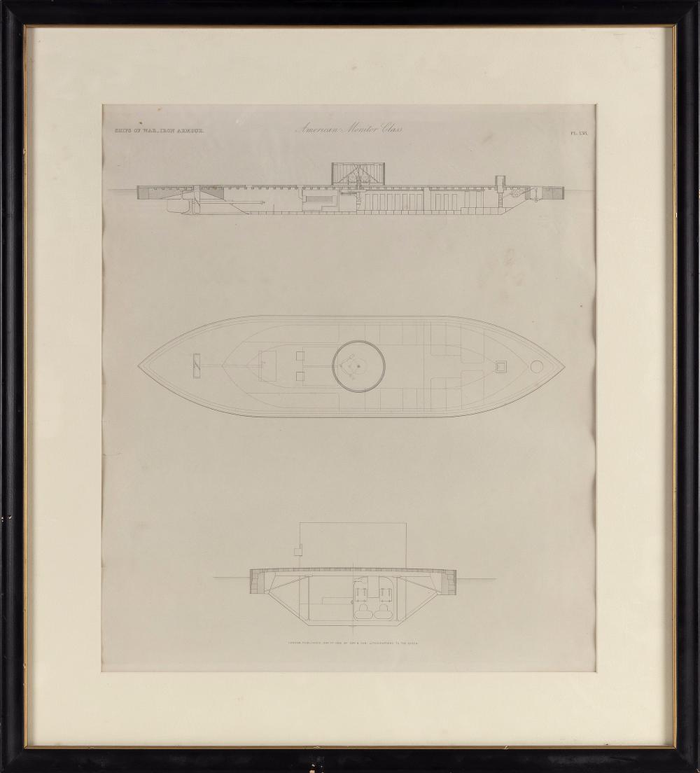 Appraisal: ENGRAVING SHIPS OF WAR IRON ARMOUR AMERICAN MONITOR CLASS CIRCA