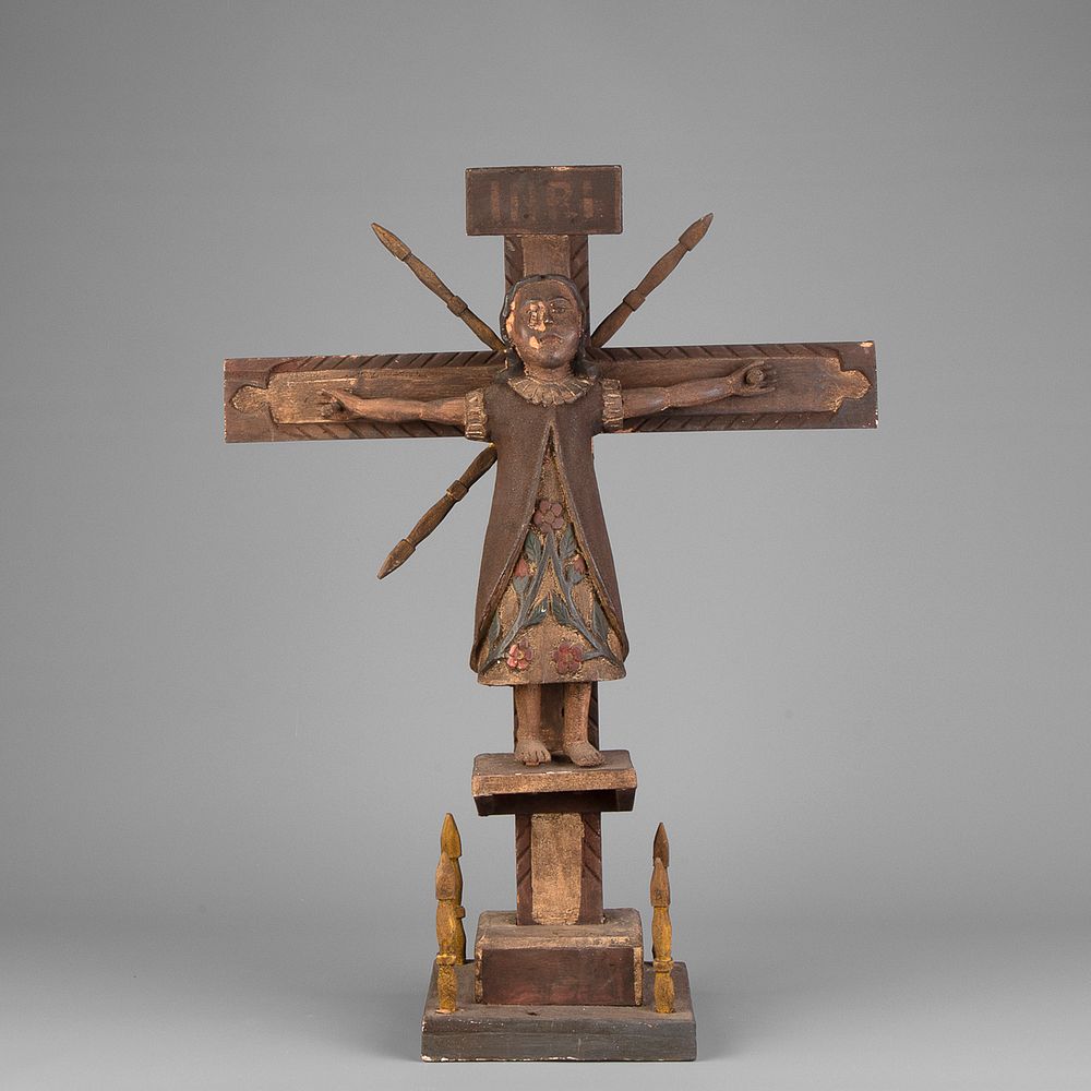 Appraisal: Spanish Colonial Probably Mexico Female Crucified Saint th Century Spanish