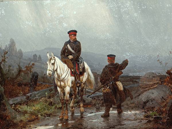 Appraisal: Christian Sell German - A Prussian officer on horseback with