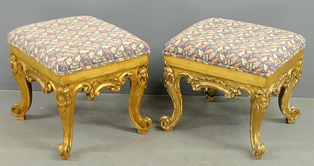 Appraisal: - Ornate French gilt carved stool late th c h