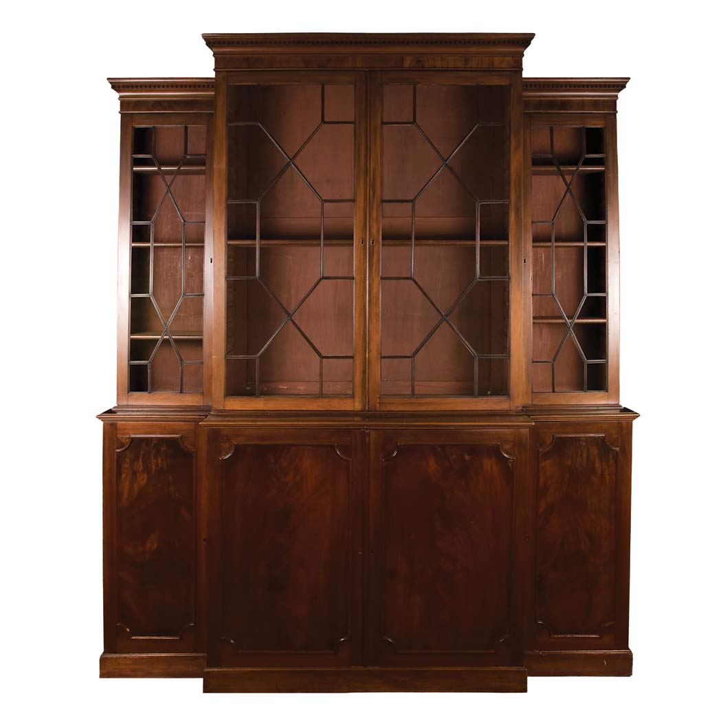 Appraisal: George III Mahogany Breakfront Bookcase Late th century In two