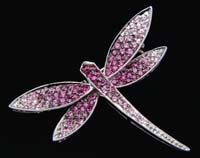 Appraisal: KT RUBY SAPPHIRE BROOCH Lovely kt white gold dragonfly brooch