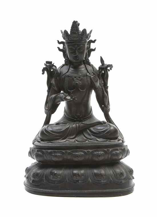 Appraisal: A Bronze Figure of a Buddha depicting the deity with