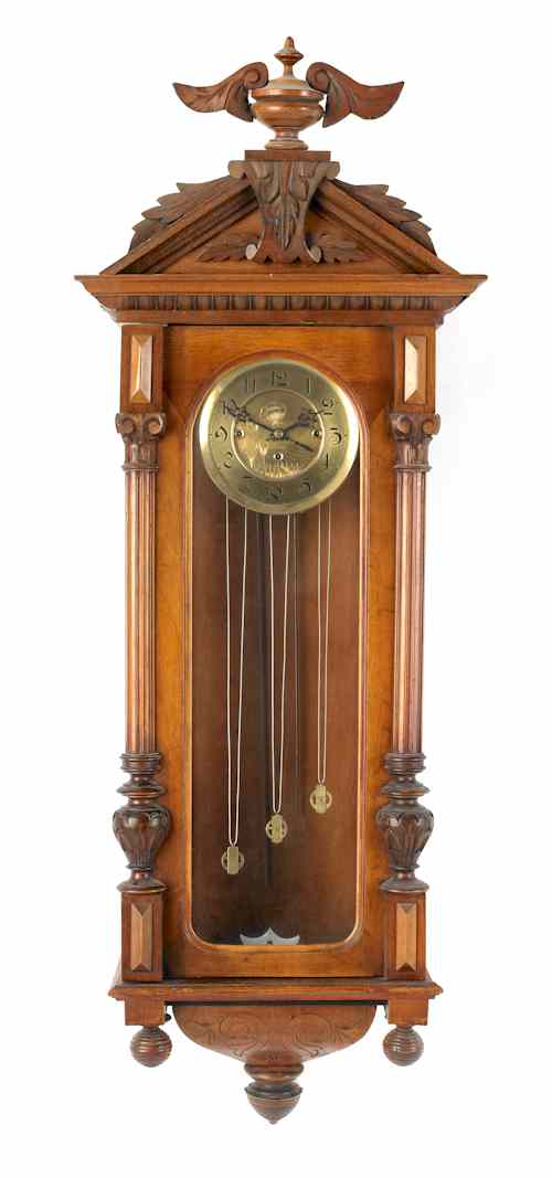 Appraisal: Vienna walnut regulator clock th c h