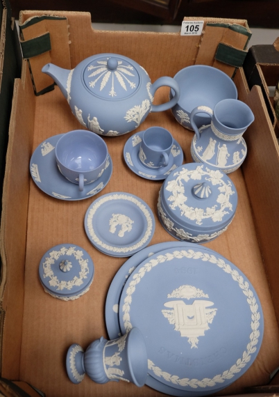 Appraisal: A collection of Wedgwood Jasperware to include Teapot Sugar Cream