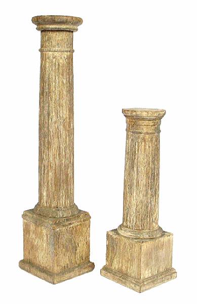 Appraisal: A group of four Neoclassical style partial paint decorated pedestals