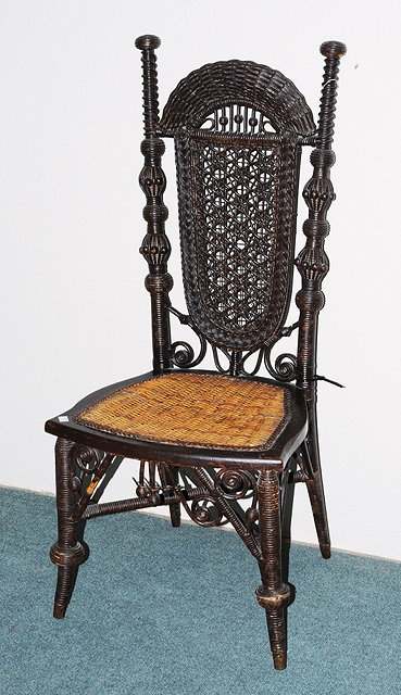 Appraisal: A FRENCH WICKER WORK SIDE CHAIR circa sold with an