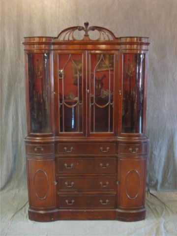 Appraisal: Mahogany China Cabinet with Curved Glass Sides From a West