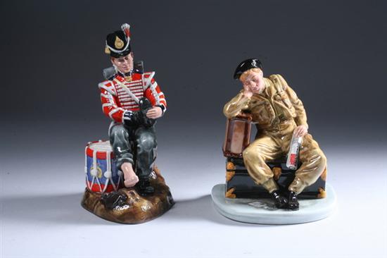 Appraisal: TWO ROYAL DOULTON FIGURES OF THE RAILWAY SLEEPER AND DRUMMER