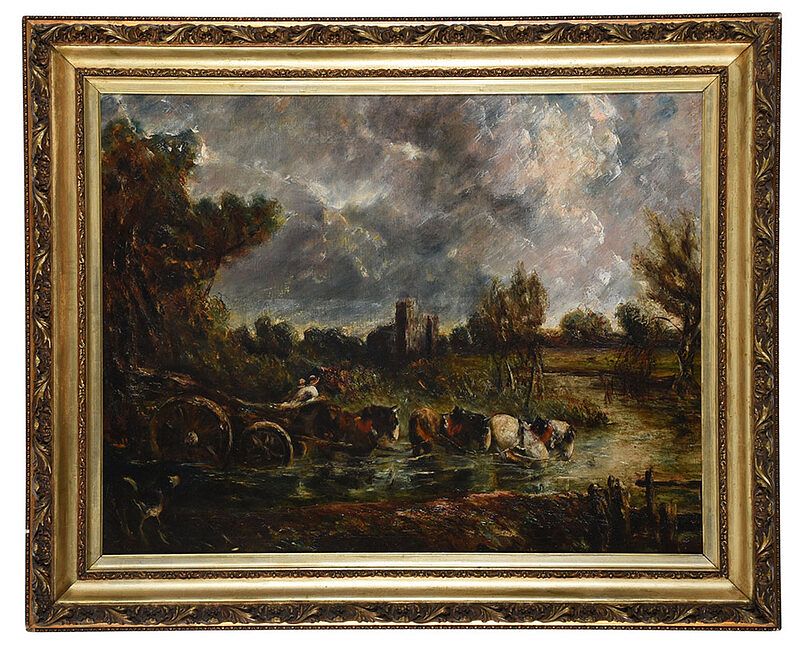 Appraisal: Follower of John Constable British River Crossing unsigned oil on