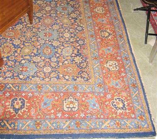 Appraisal: TABRIZ old Blue central field entirely patterned with flowers and