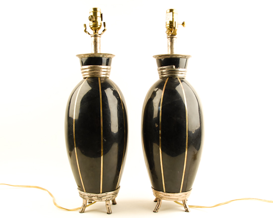 Appraisal: A Pair of Maitland-Smith Table Lamps with a black melon