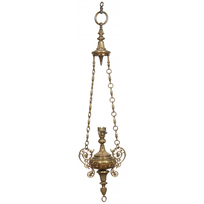 Appraisal: Gilt Brass Sanctuary Hanging Chandelier th c with a large