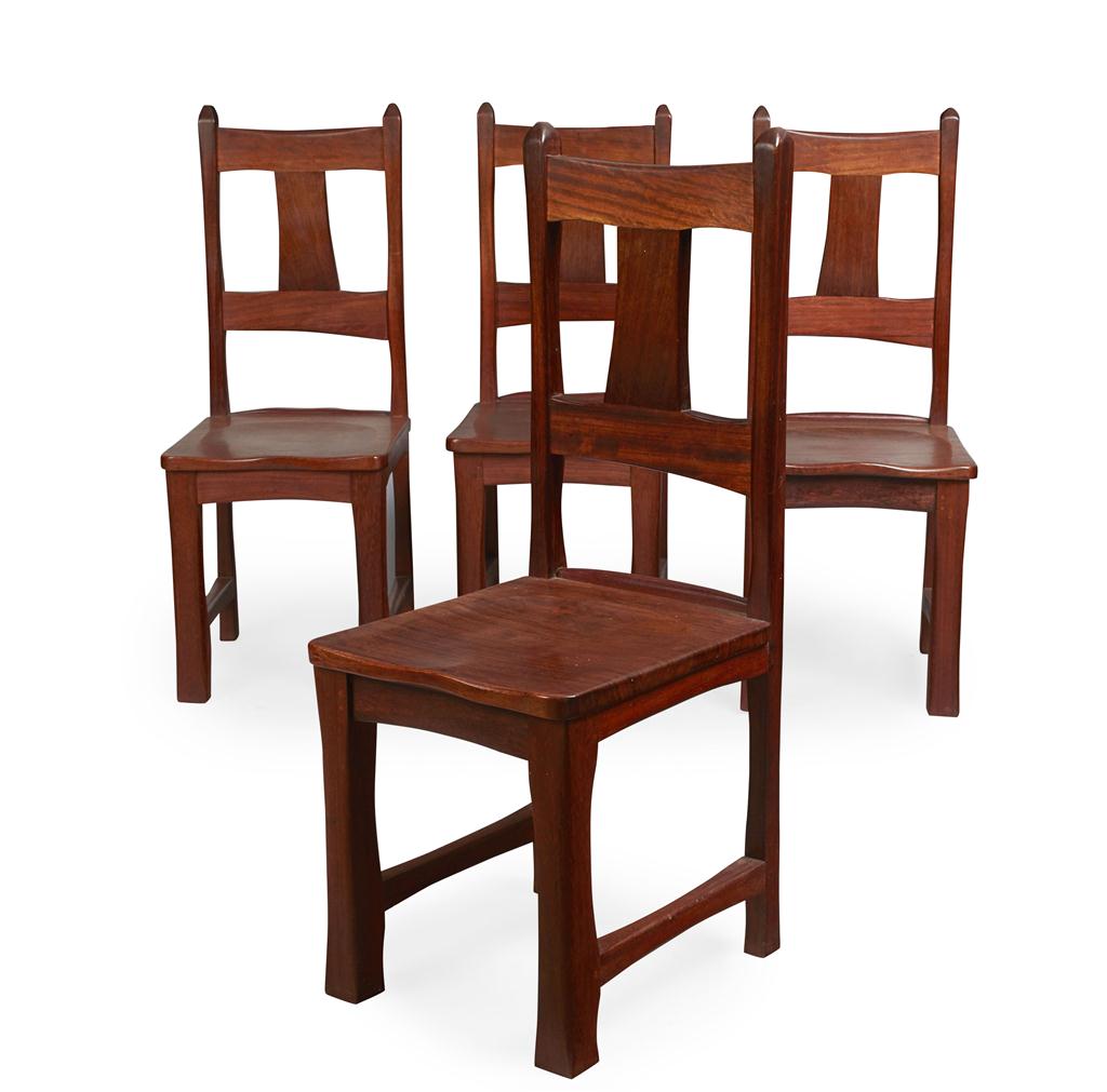 Appraisal: TIM STEAD - PINE DINING TABLE AND FOUR MAHOGANY CHAIRS