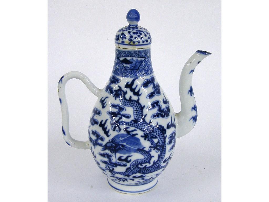 Appraisal: Chinese export blue and white ewer of oval form decorated