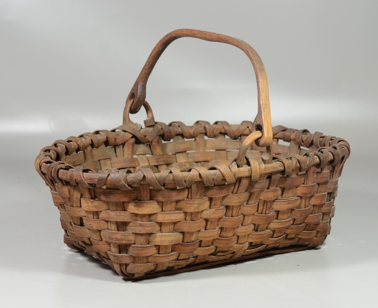 Appraisal: Splint Basket with High Swing Handle l x w x