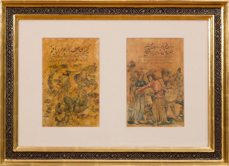 Appraisal: Group of Eight Persian Miniatures on Vellum Framed in pairs