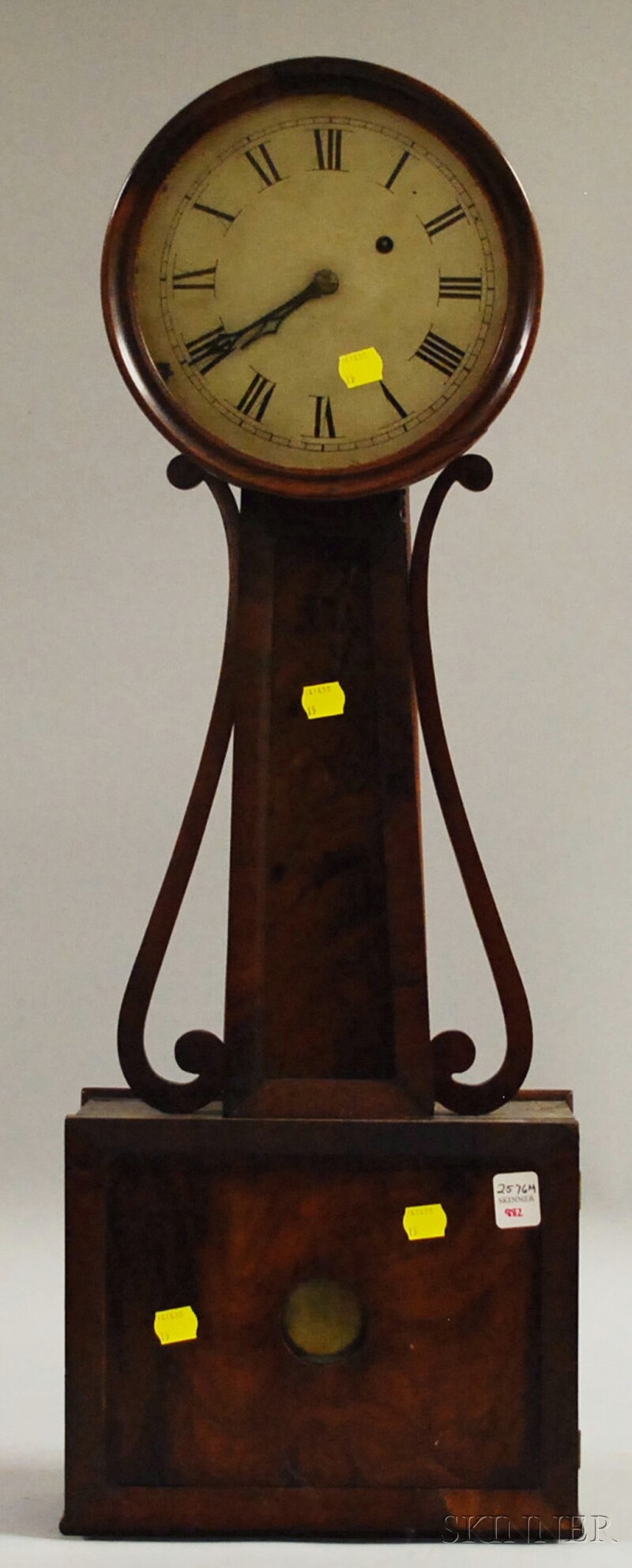 Appraisal: Mahogany Patent Timepiece or Banjo Clock probably Attleboro Massachusetts c