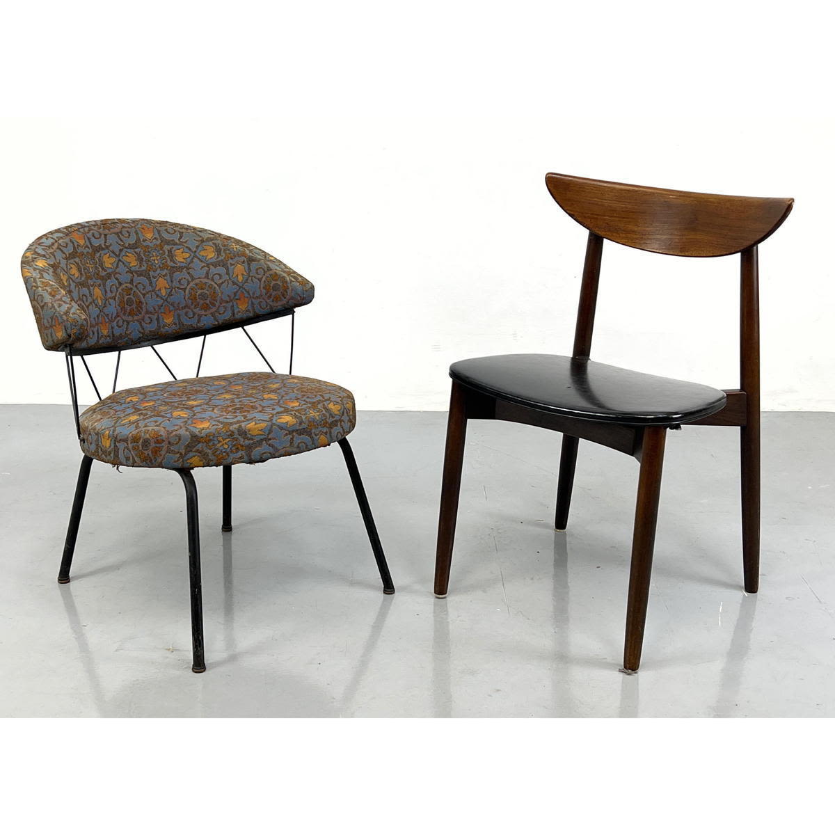 Appraisal: pc Modern Dining Chairs Iron Frame Chair with Patterned Fabric