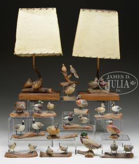 Appraisal: TEN DOUBLE MINIATURE BIRD CARVINGS BY HARRY VREELAND AND SIX