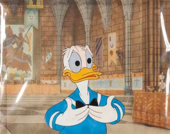 Appraisal: Walt Disney animation cell depicting Donald Duck in a Castle