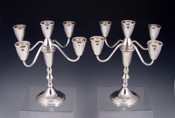 Appraisal: PAIR DUCHIN STERLING LIGHT CANDELABRA Weighted sterling light convertible to