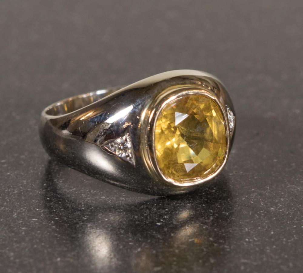 Appraisal: MAN'S YELLOW SAPPHIRE AND DIAMOND RING WITH APPRAISAL The k