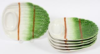 Appraisal: POTTERY ASPARAGUS PLATES SIX W L Italich ARS