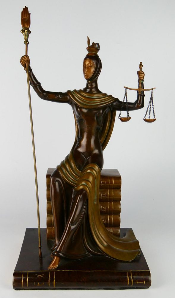 Appraisal: ERTE BRONZE SCULPTURE JUSTICE ERTE RUSSIAN FRENCH - BRONZE SCULPTURE