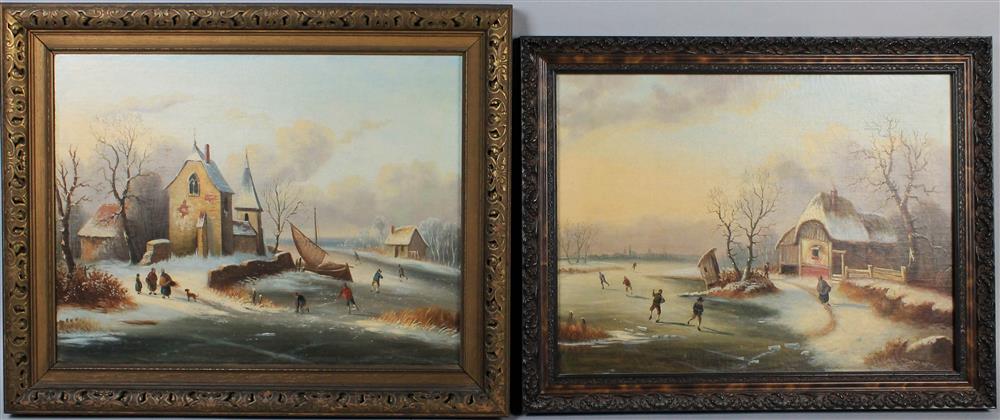 Appraisal: DUTCH SCHOOL TH CENTURY A PAIR OF DUTCH WINTER LANDSCAPES