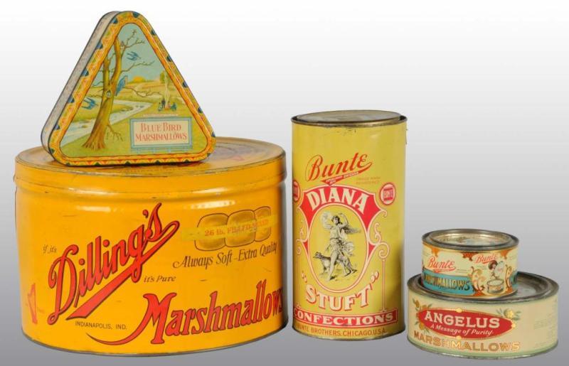 Appraisal: Low of Marshmallow Candy Tins Description Includes one Dilling's Gum