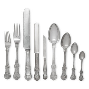 Appraisal: An Extensive Russian Silver and Silver-Gilt Flatware Service in Original