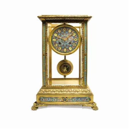 Appraisal: French Gilt-Bronze and Cloisonne Enameled Mantel Clock Estimate -