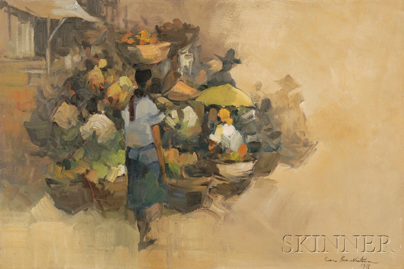 Appraisal: Cesar Buenaventura Filipino - Market Scene Signed and dated Cesar