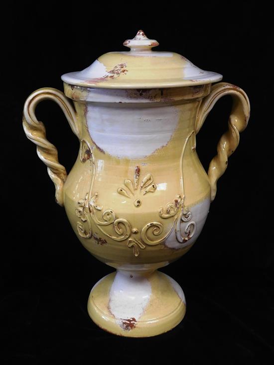 Appraisal: th C Italian covered urn designed for Jay Willfred terracotta