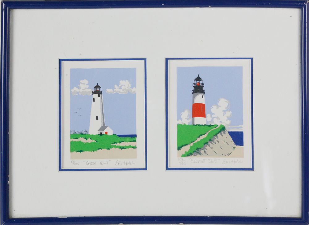 Appraisal: Eric Holch Limited Edition Lithograph Nantucket Light Houses Eric Holch