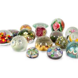 Appraisal: Sixteen Glass Paperweights Second Half th Century of various size