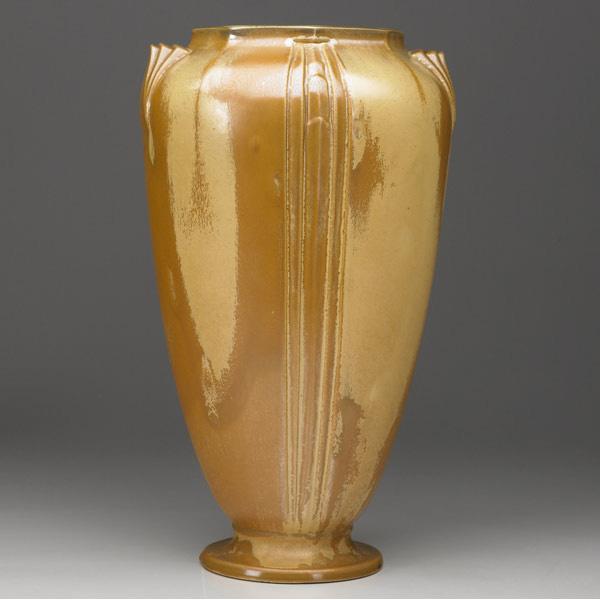 Appraisal: ROSEVILLE Russco vase in gold crystalline glaze Hand-written