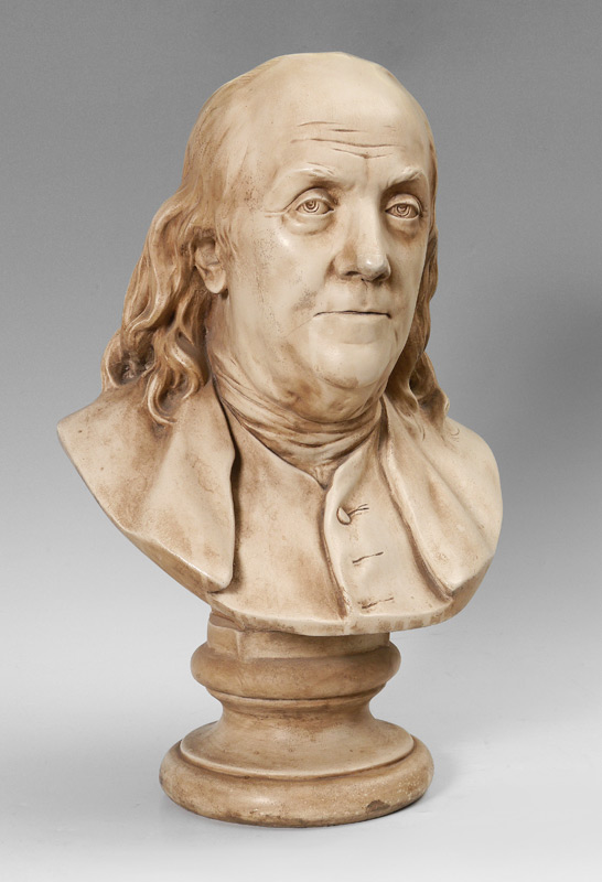 Appraisal: AFTER JEAN-ANTOINE HOUDON BUST OF BENJAMIN FRANKLIN Large composition bust