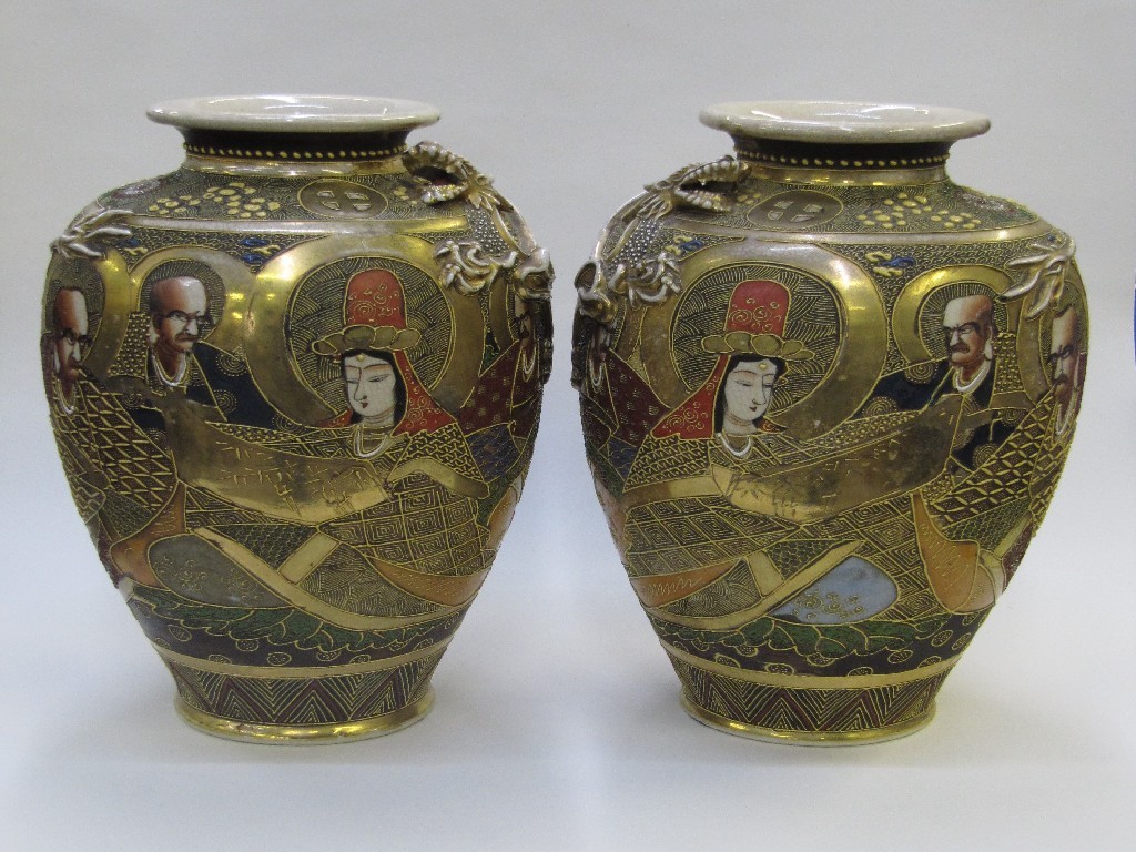 Appraisal: Pair of satsuma vases