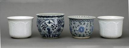 Appraisal: Four Porcelain and Pottery Cachepots Modern to in to in