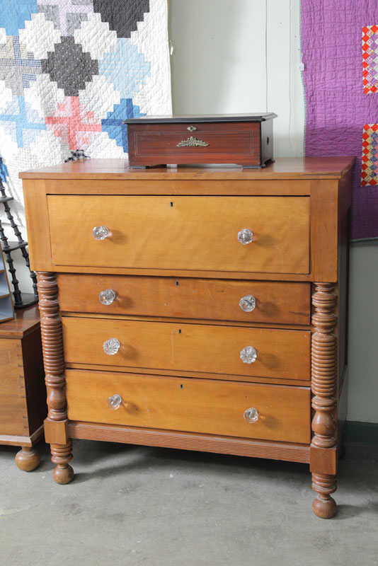 Appraisal: EMPIRE CHEST OF DRAWERS Walnut having four drawers with glass