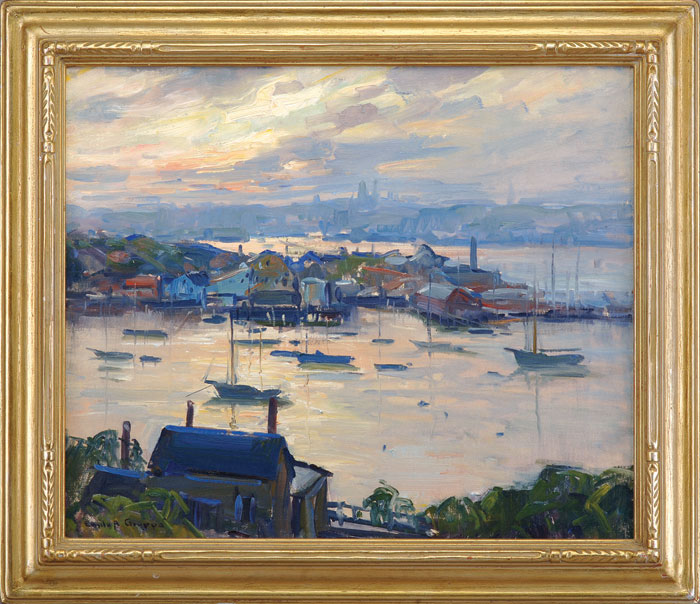 Appraisal: EMILE A GRUPPE AMERICAN - GLOUCESTER HARBOR AT SUNSET Oil