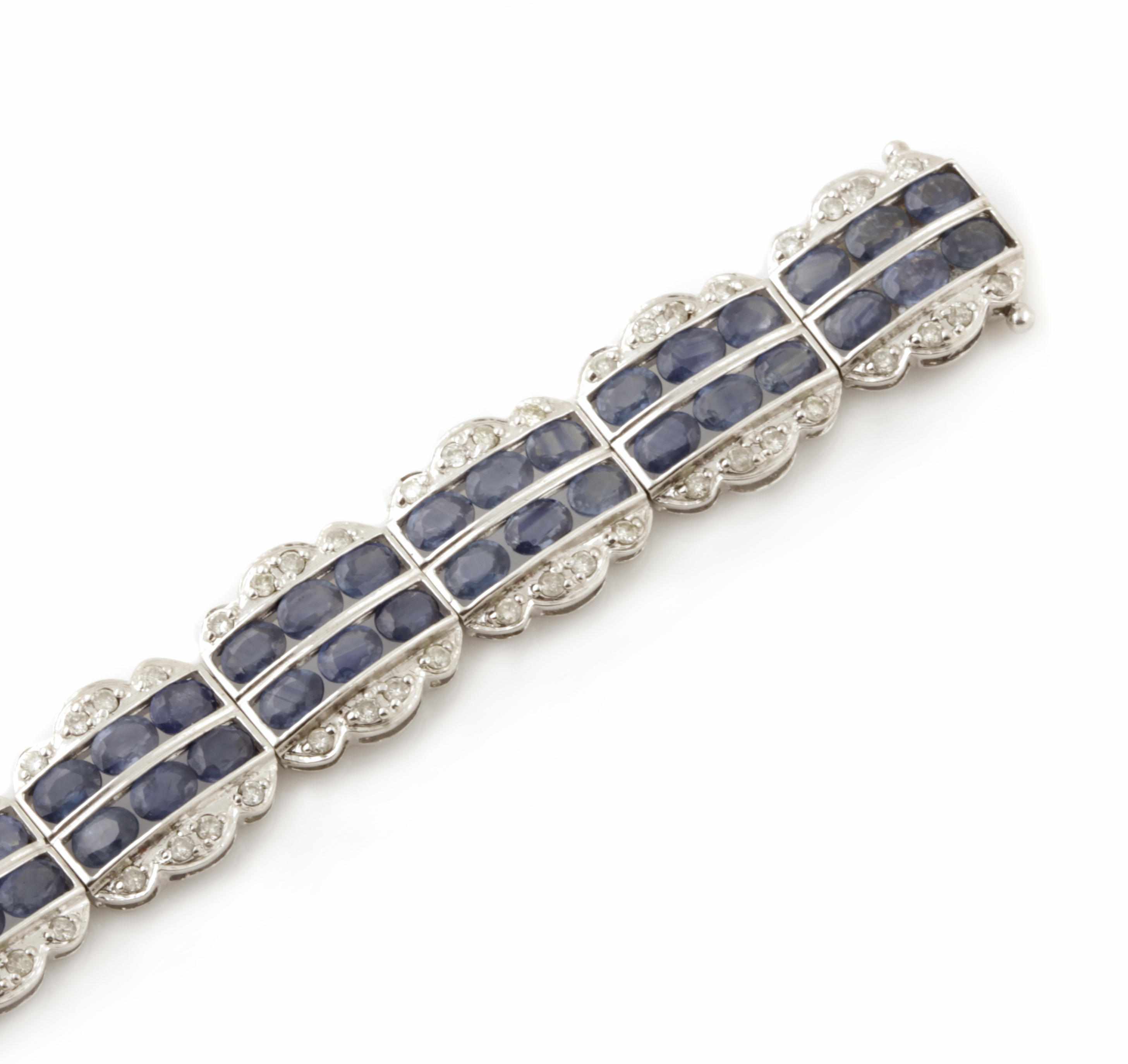 Appraisal: A sapphire diamond and k white gold bracelet estimated total