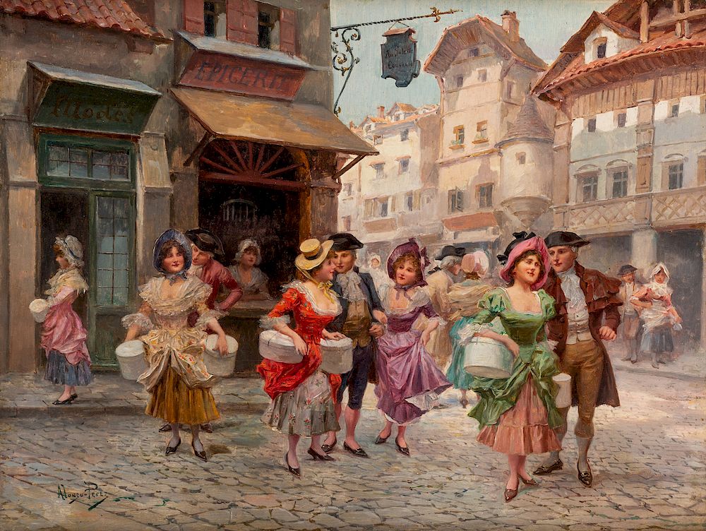 Appraisal: CARLOS ALONSO-PEREZ SPANISH - CARLOS ALONSO-PEREZ SPANISH - Street Scene