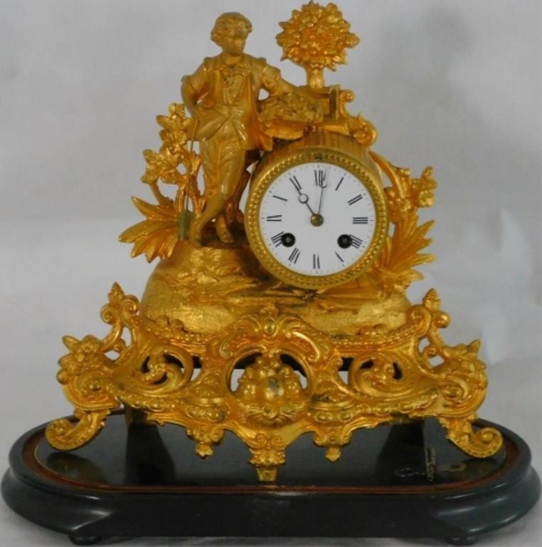 Appraisal: LATE TH CENTURY FIGURAL MANTLE CLOCK PORCELAINdial time and strike