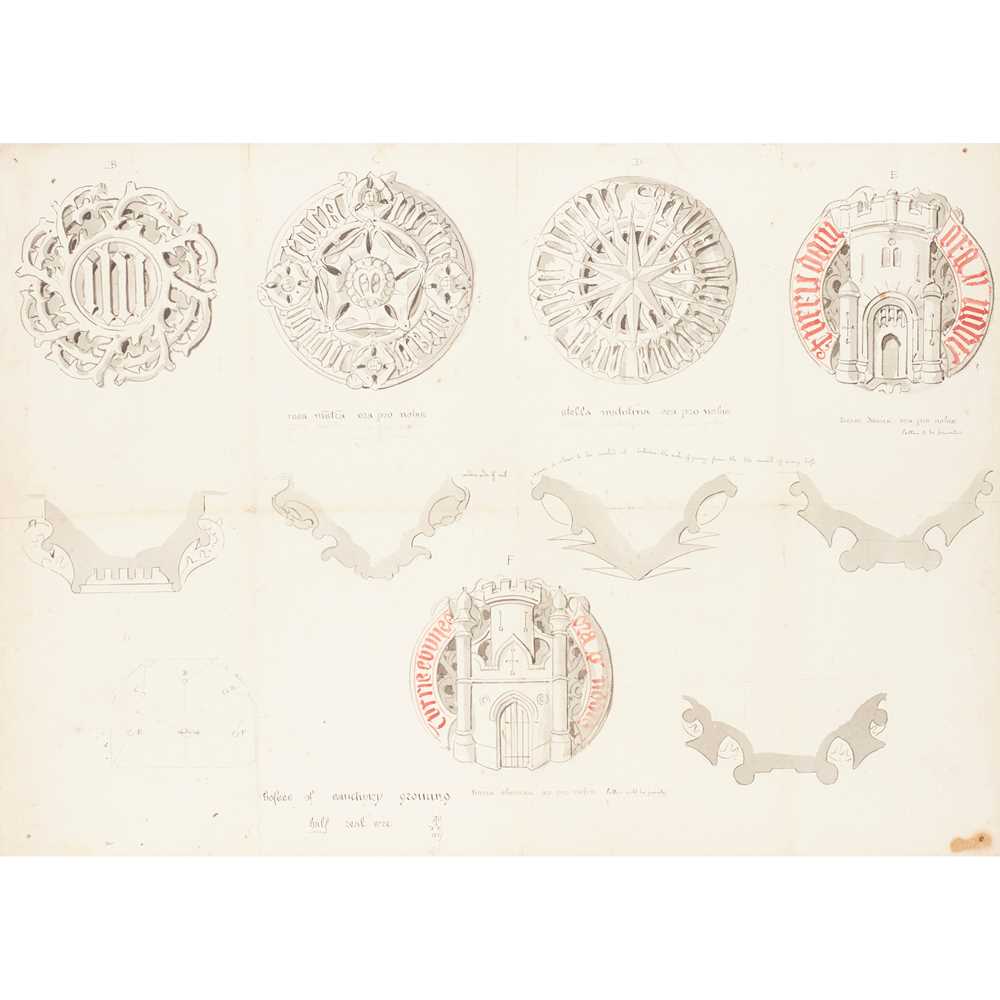 Appraisal: A W N PUGIN - 'BOSSES OF SANCTUARY DRAWING' pen