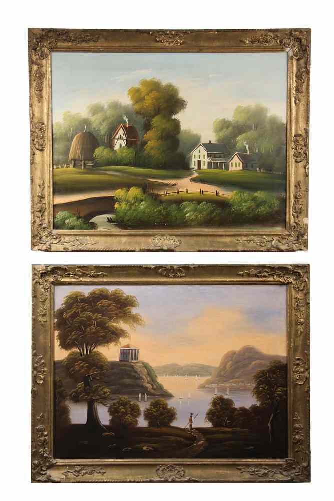 Appraisal: PAIR OOC'S - Circa s Fantasy Primitive Landscapes A River